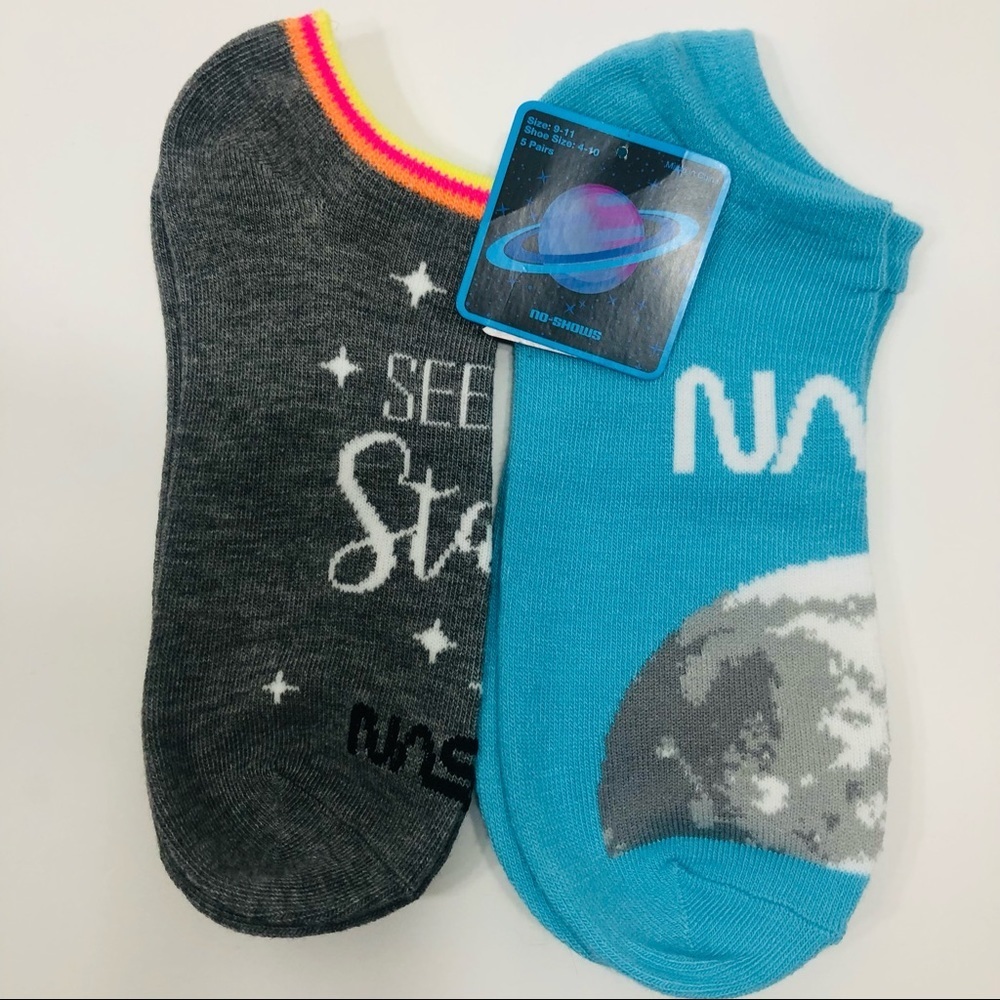 2 Pair NASA Footie Socks Sz. 4-10 NEW